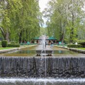 Water cascade at Shalimar Bagh Mughal garden in Srinagar, Kashmir