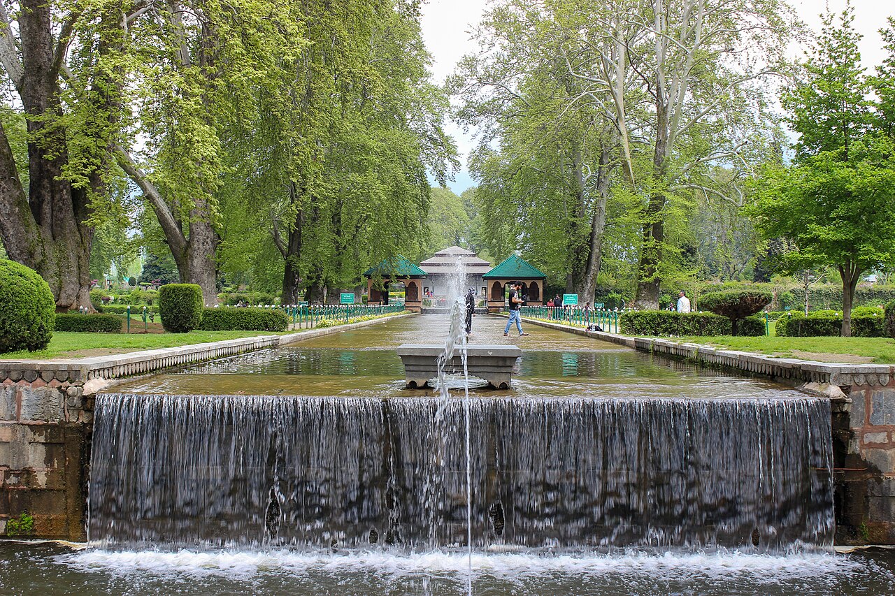 Water cascade at Shalimar Bagh Mughal garden in Srinagar, Kashmir
